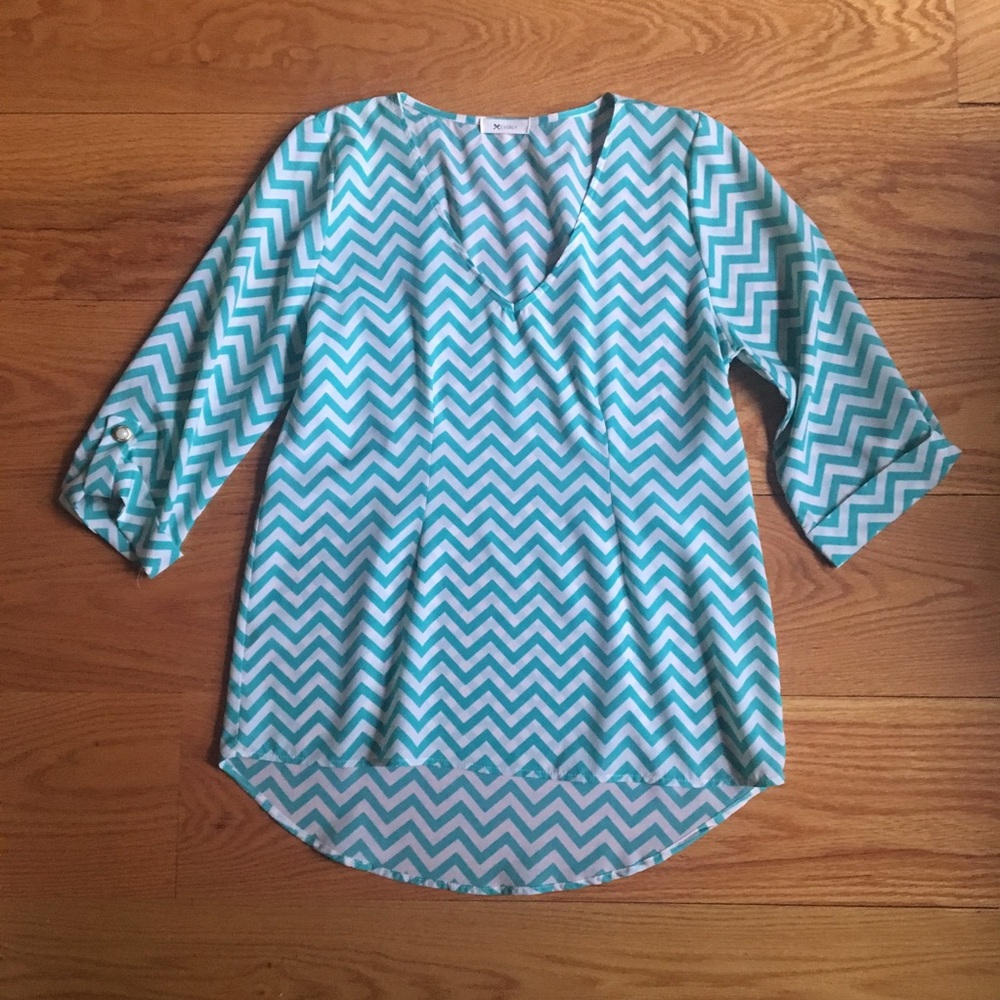 Teal chevron blouse